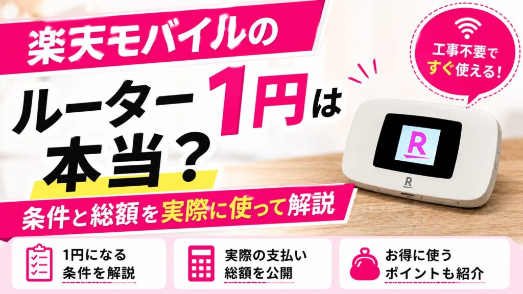 楽天モバイルのルーター1円は本当？条件と総額を実際に使って解説
