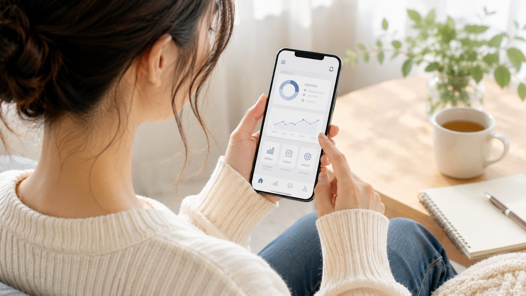 スマートフォンで料金プランを確認する様子