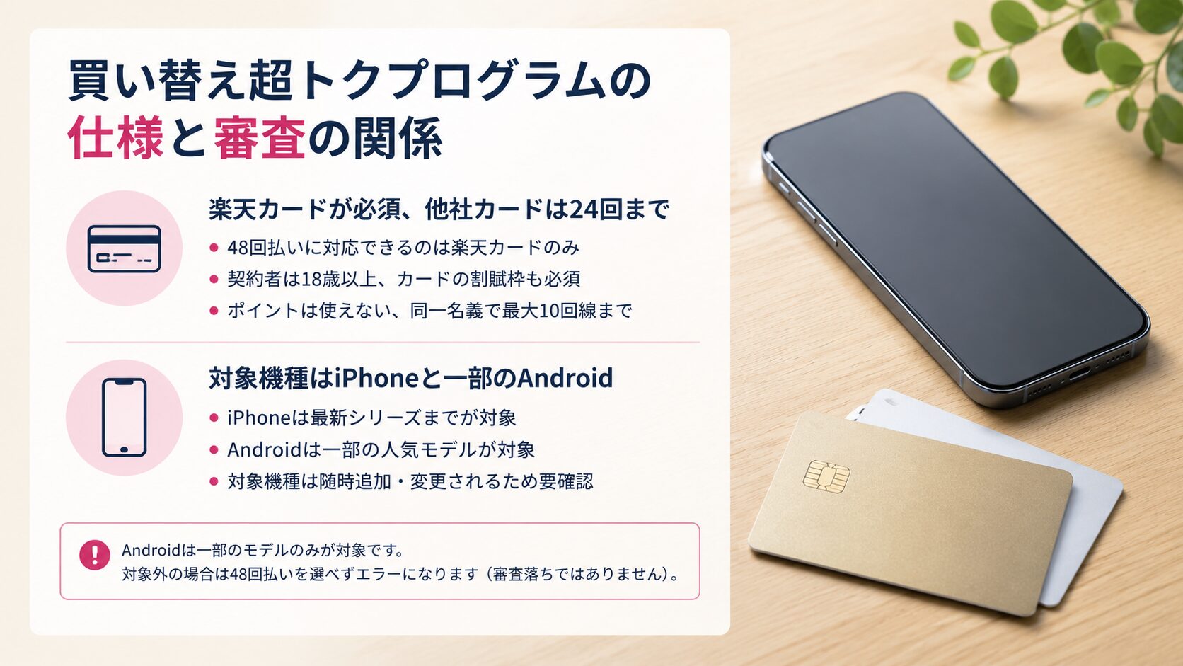 買い替え超トクプログラムの仕様と審査の関係