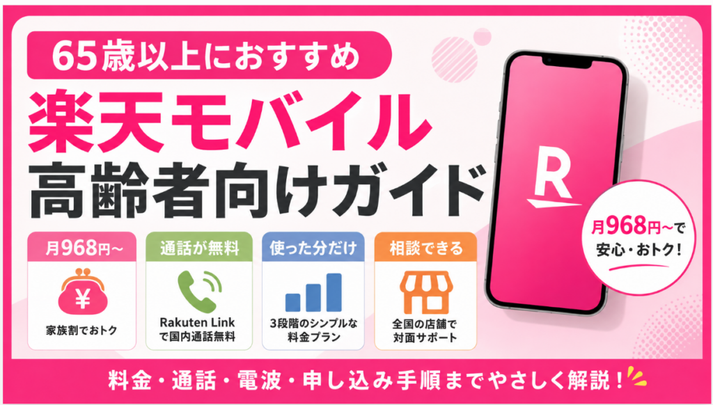 楽天モバイルは高齢者におすすめ？65歳以上の料金・割引と注意点