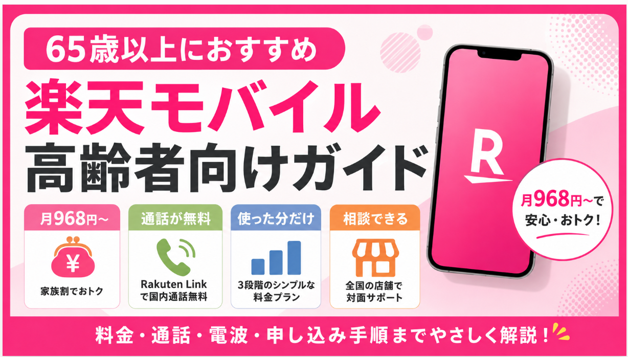 楽天モバイルは高齢者におすすめ？65歳以上の料金・割引と注意点