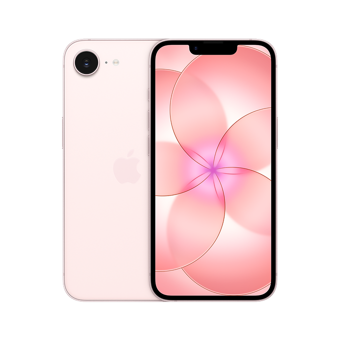 楽天モバイルが取り扱うiPhone 17eの前面と背面