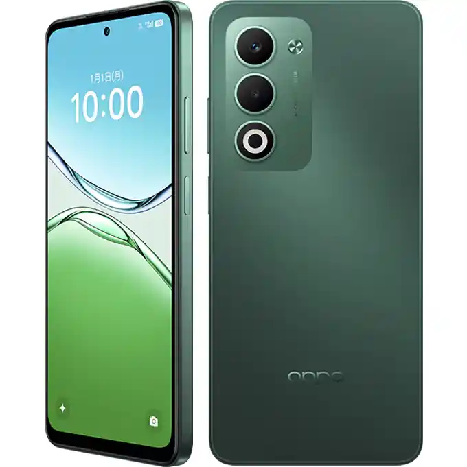 楽天モバイルが取り扱うOPPO A5 5Gの前面と背面