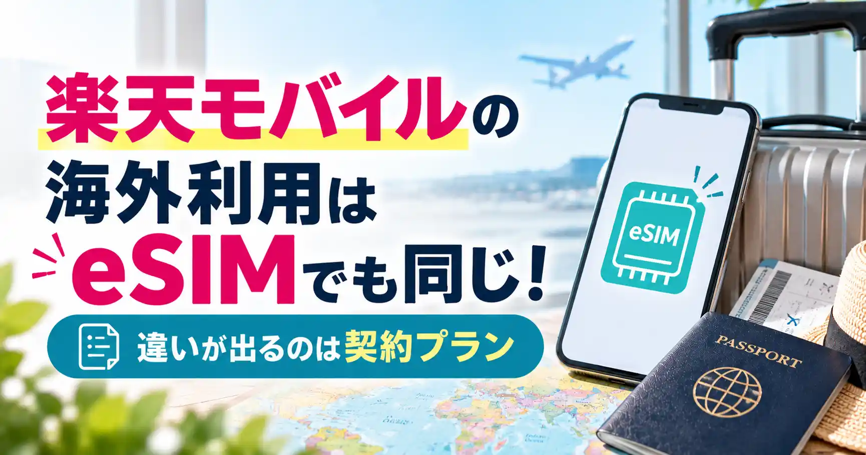 楽天モバイルの海外利用はeSIMでも同じで、違いが出るのは契約プランだと示した画像