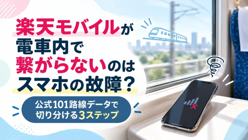 楽天モバイルが電車内で繋がらないのはスマホの故障？公式101路線データで切り分ける3ステップ