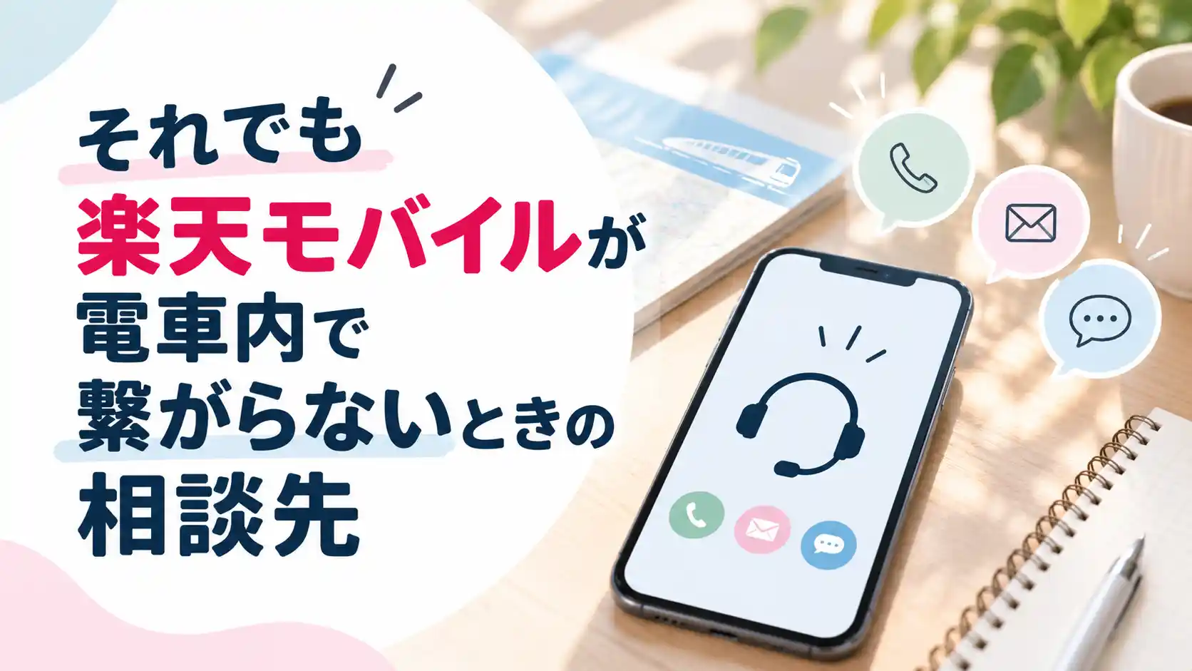 それでも楽天モバイルが電車内で繋がらないときの相談先を示した画像